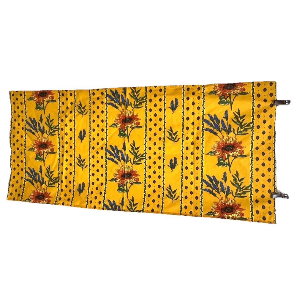 VTG La Cigale Provence France Yellow Cotton Table Runner Sunflowers Lavender